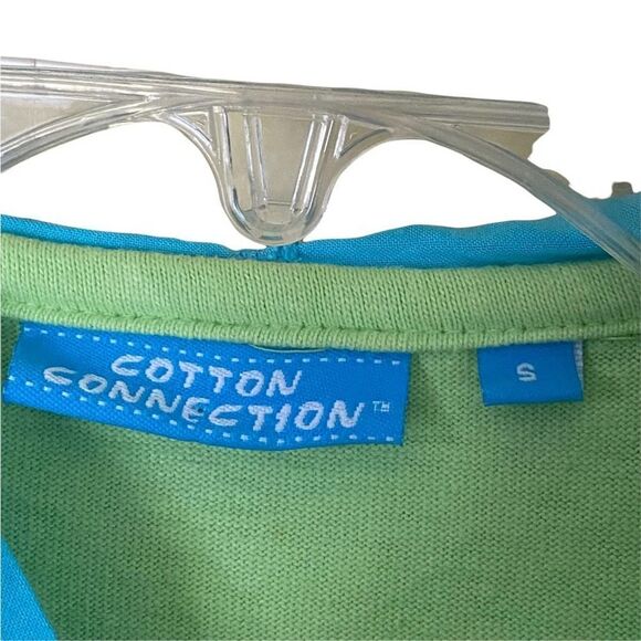 Cotton Connection Blue Aqua Chartreuse Sequined Fish Button up Hoodie - Picture 3 of 6